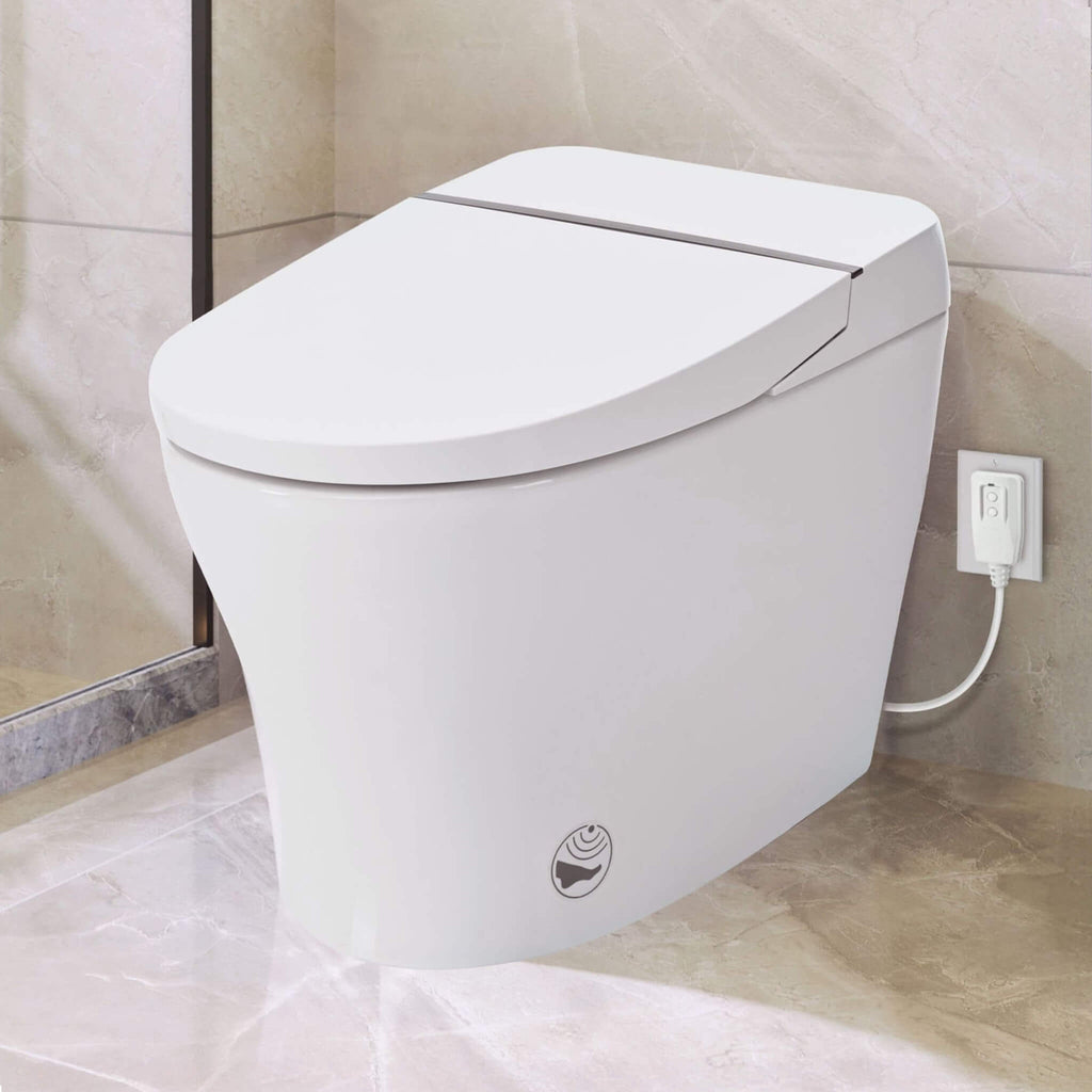 1/1.28 GPF Smart Compact Dual Flush Tankless Toilet Bidet Combo With Self-Cleaning Nozzle And Foot Sensor Flush (SAK58021) - Saksby Wholesale - Lifestyle