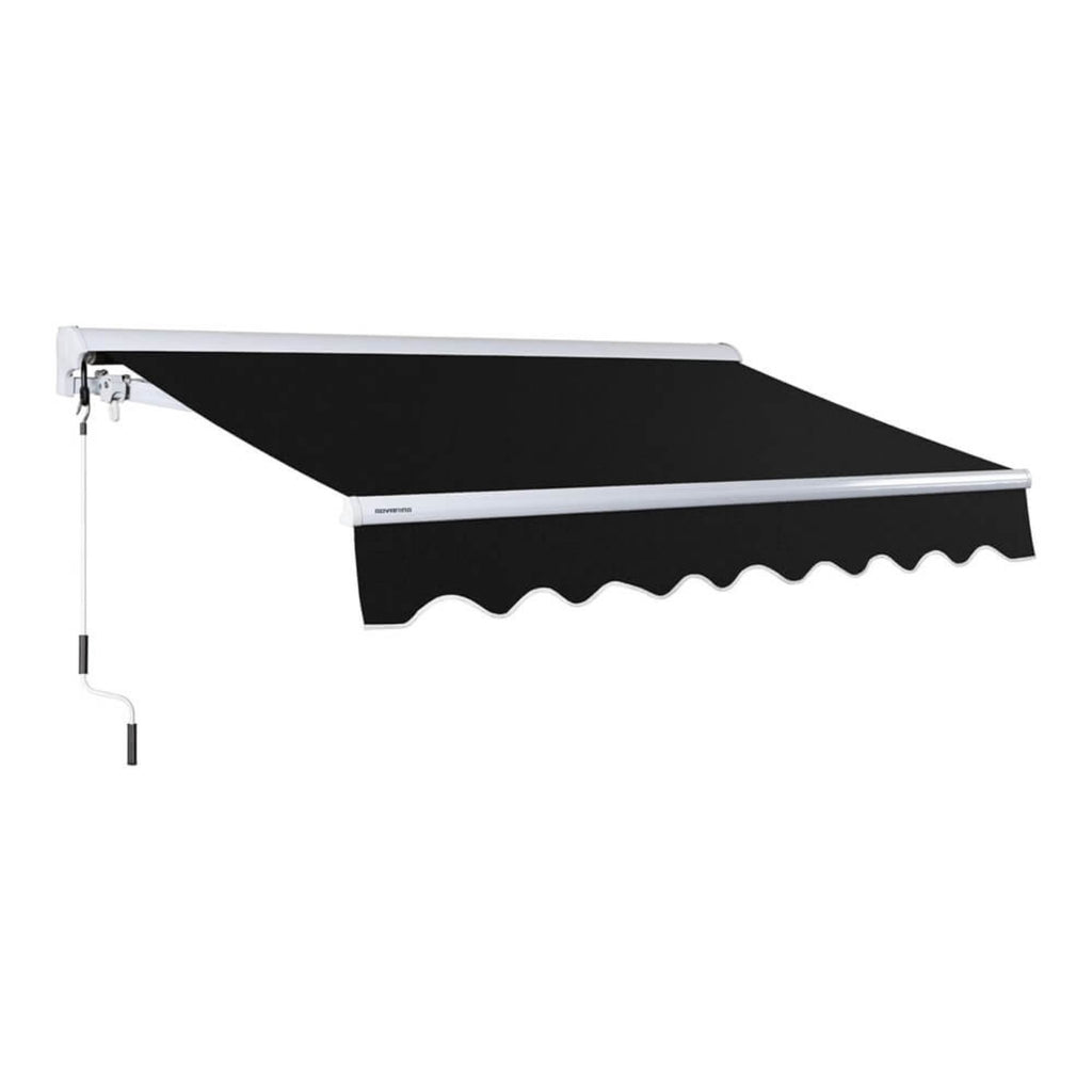 10FTx8FT Advaning Luxury Series Premium Fully Assembled Retractable Sun Shade Canopy Awning - Saksby Wholesale - Ma1008 Black Front Left View Manual Sak52736 19