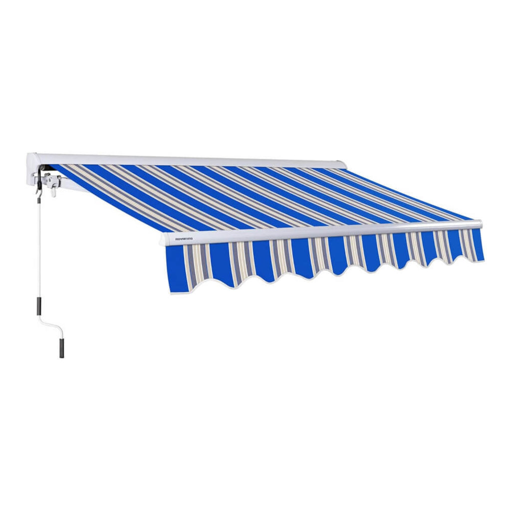 10FTx8FT Advaning Luxury Series Premium Fully Assembled Retractable Sun Shade Canopy Awning - Saksby Wholesale - Ma1008 Ocean Blue Front Left View Manual Sak52736 21