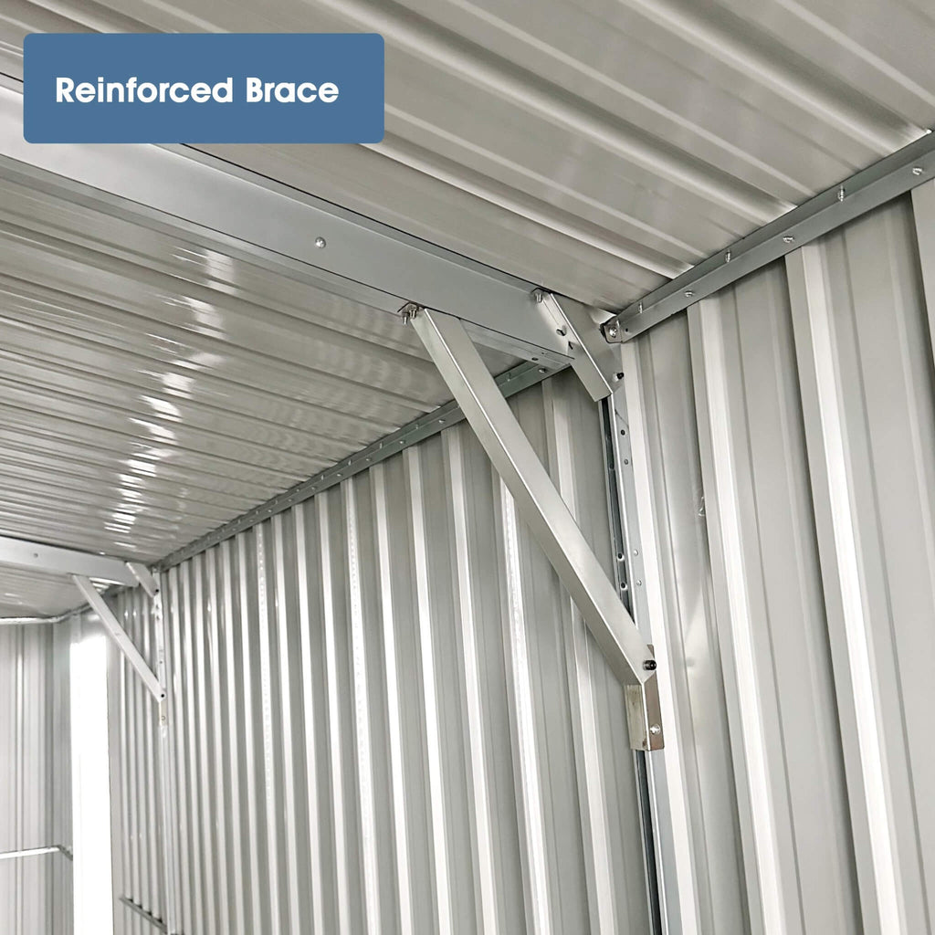 Heavy-Duty Multipurpose Outdoor All-Weather Utility Garage Storage Shed With Air Vents (SAK74834) - Saksby Wholesale - Reinforced Brace View