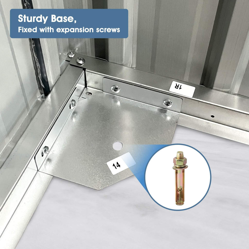 Heavy-Duty Multipurpose Outdoor All-Weather Utility Garage Storage Shed With Air Vents (SAK74834) - Saksby Wholesale - Sturdy Base View