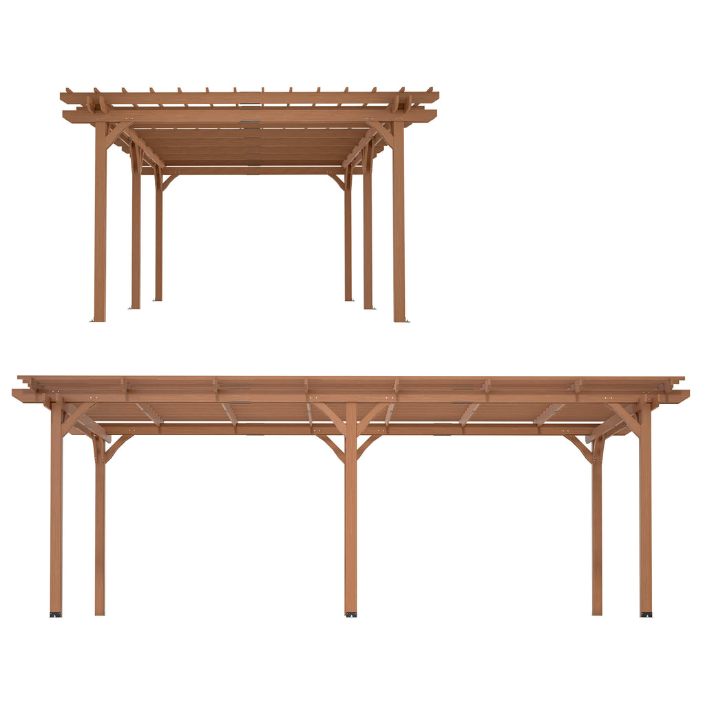 12x16ft Extra Large Outdoor Wooden Waterproof Gazebo Brown Sak76476 Saksby - Front And Side Views