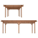 12x16ft Extra Large Outdoor Wooden Waterproof Gazebo Brown Sak76476 Saksby - Front And Side Views