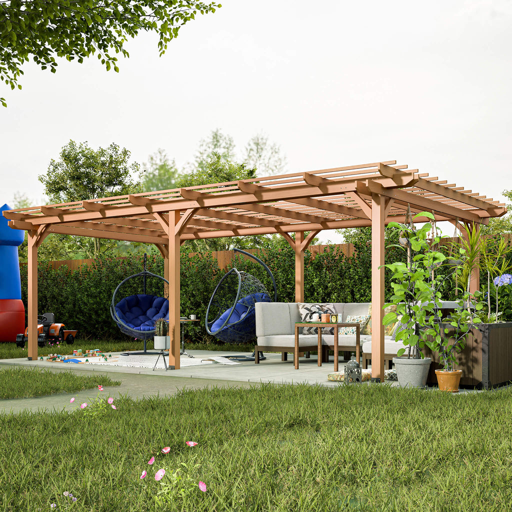 12x16ft Extra Large Outdoor Wooden Waterproof Gazebo Brown Sak76476 Saksby - Lifestyle Front Left View