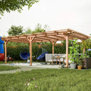 12x16ft Extra Large Outdoor Wooden Waterproof Gazebo Brown Sak76476 Saksby - Lifestyle Front Left View