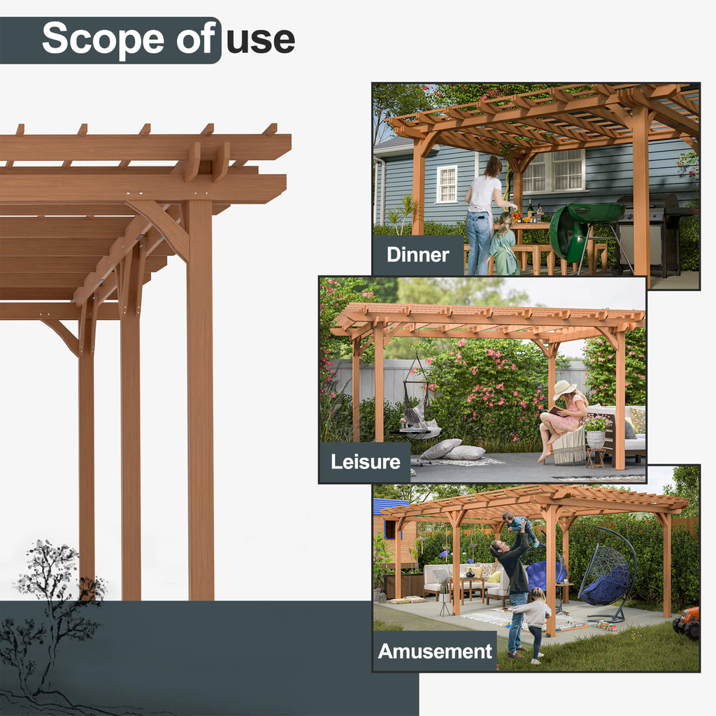 12x16ft Extra Large Outdoor Wooden Waterproof Gazebo Brown Sak76476 Saksby -  Scope Of Use