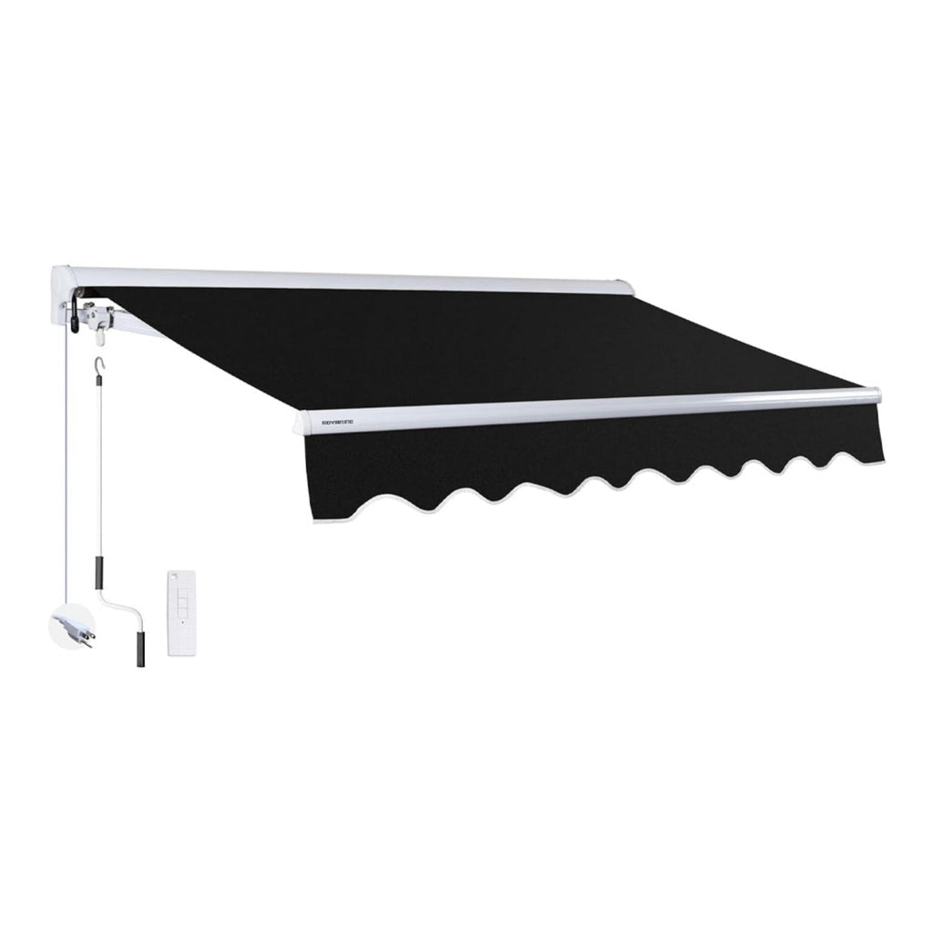 16FTx10FT Advaning Luxury Series Electric Motorized Fully Assembled Retractable Sun Shade Canopy Awning - Saksby Wholesale - Ea1610 Black Front Left View Sak91875 8