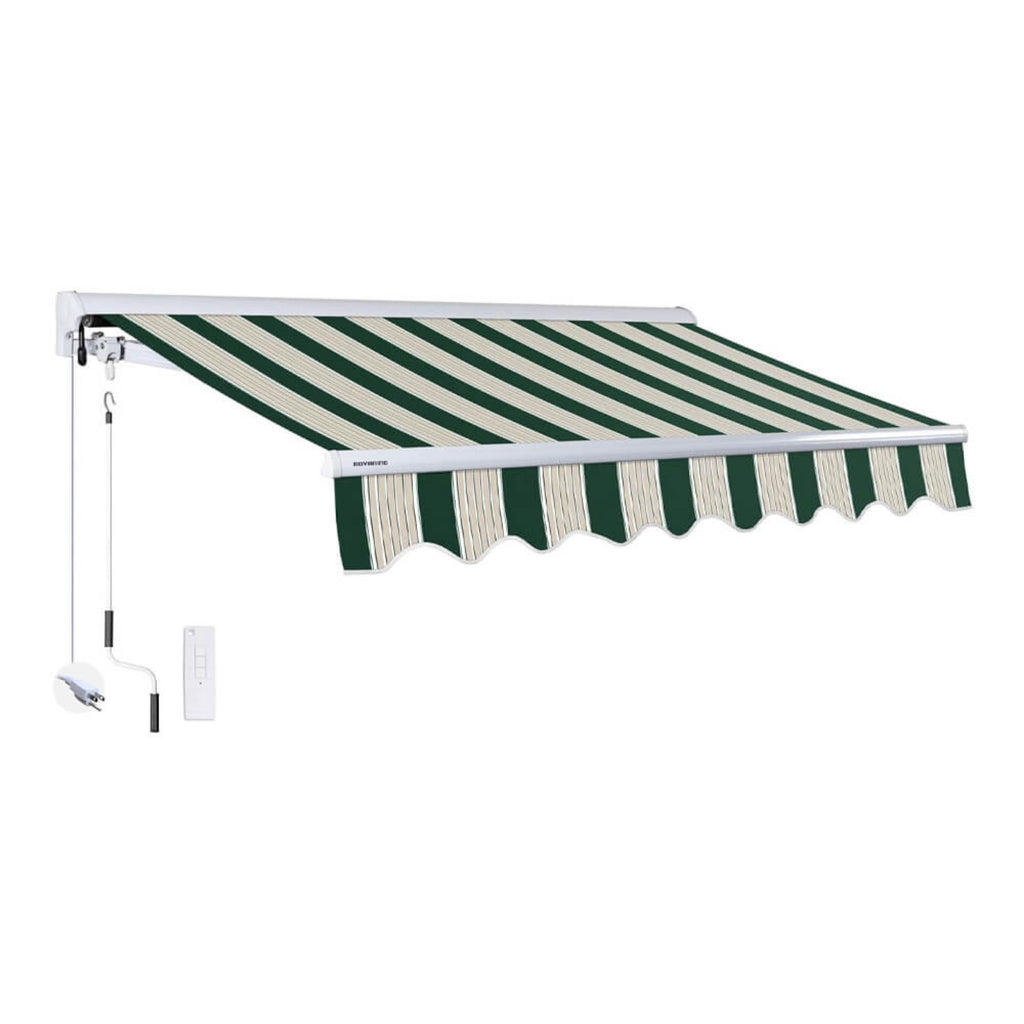 16Ft X 10Ft Advaning Luxury Series Electric Motorized Fully Assembled Retractable Sun Shade Canopy Awning Saksby Wholesale - Ea1610 Garden Green Front Left View Sak91875 12