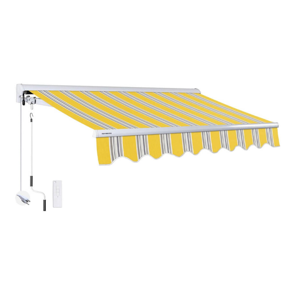 16FTx10FT Advaning Luxury Series Electric Motorized Fully Assembled Retractable Sun Shade Canopy Awning - Saksby Wholesale - Ea1610 Sunny Yellow Front Left View Sak91875 9
