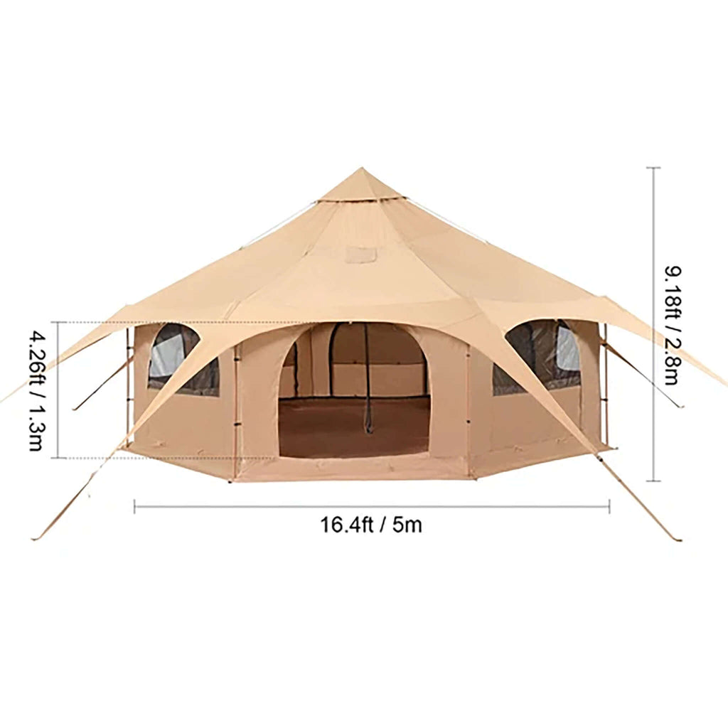 16FT Large Premium 4-Season 8-Person Bell Yurt Tent With Stove Jack (SAK75947) SAKSBY - Dimensions View