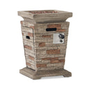 19 Inch Outdoor 40K BTU Natural Stone Fire Column (SAK36771) - Saksby Wholesale - Side Back View