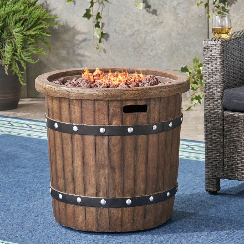 25 Inch Round 40K BTU Liquid Propance Concrete Fire Pit (SAK88764) - Saksby Wholesale - Lifestyle