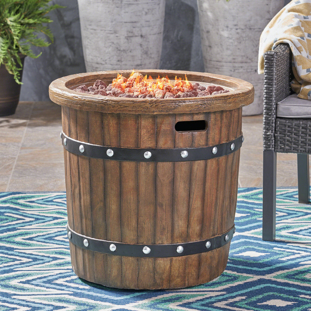 25 Inch Round 40K BTU Liquid Propance Concrete Fire Pit (SAK88764) - Saksby Wholesale - On Fire Lifestyle