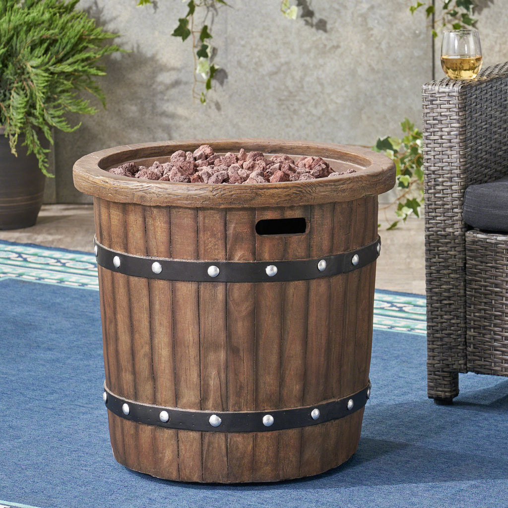25 Inch Round 40K BTU Liquid Propance Concrete Fire Pit (SAK88764) - Saksby Wholesale - Outdoor Lifestyle