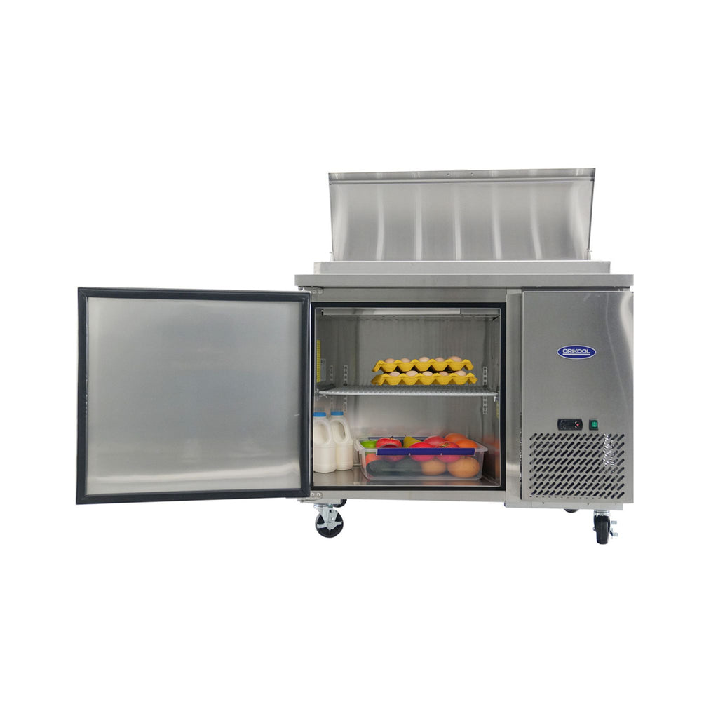 44 Inch Commercial Pizza Prep Table With a Built-In 11 Cu.Ft. Refrigerator (SAK09621) - Saksby Wholesale - Open Door Refrigerator Details