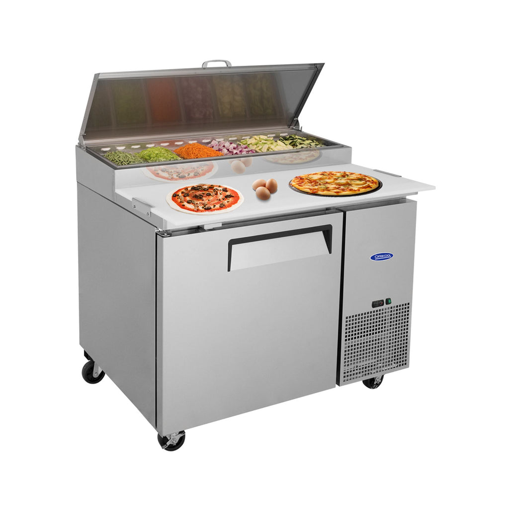 44 Inch Commercial Pizza Prep Table With a Built-In 11 Cu.Ft. Refrigerator (SAK09621) - Saksby Wholesale - Pizza Making Details