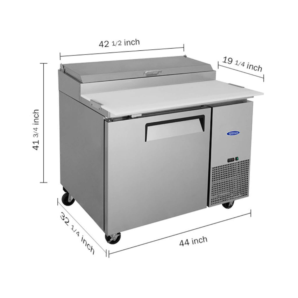 44 Inch Commercial Pizza Prep Table With a Built-In 11 Cu.Ft. Refrigerator (SAK09621) - Saksby Wholesale - Product Dimensions