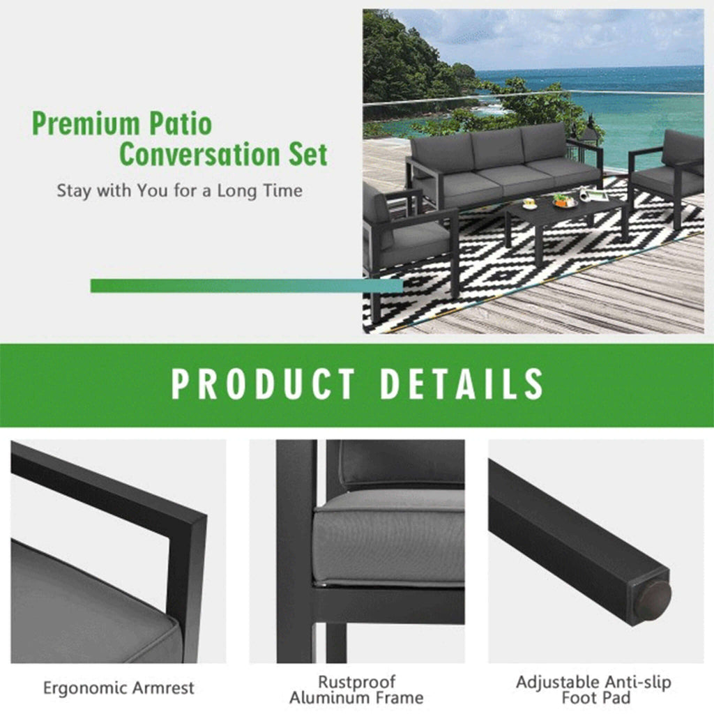 Premium Outdoor Aluminum Furniture Set For Backyard & Poolside, 4PCS (SAK73532) - Saksby Wholesale - Design Features View