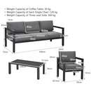 Premium Outdoor Aluminum Furniture Set For Backyard & Poolside, 4PCS (SAK73532) - Saksby Wholesale - Dimension View