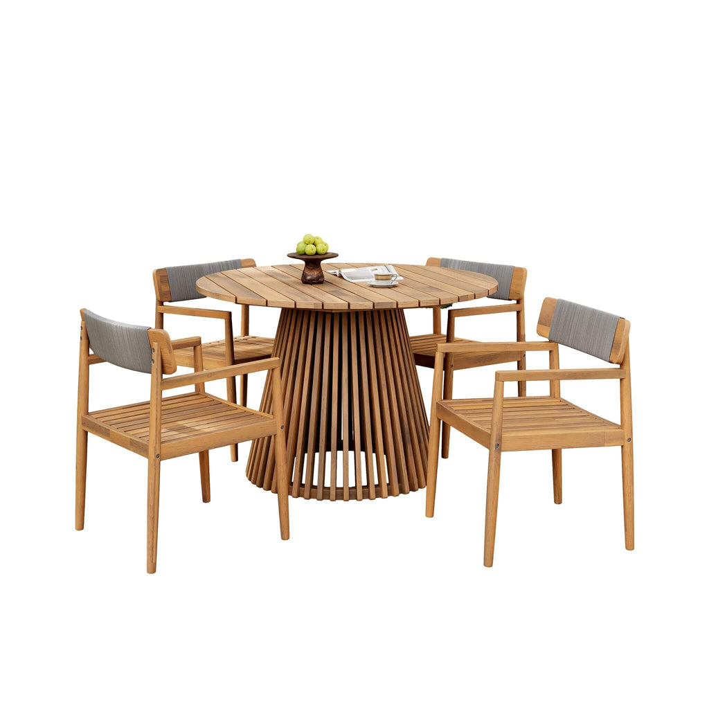 5-Piece Acacia Wooden Outdoor Furniture Patio Set With Dining Chairs And Table (SAK70445) - Saksby Wholesale - White Background