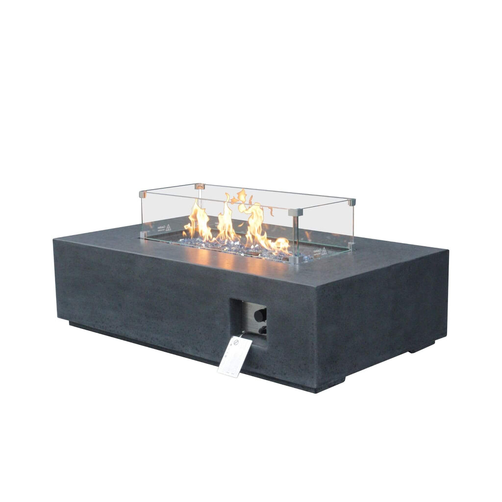52 Inch Outdoor Concrete Liquid Propane Rectangular Fire Pit Table (SAK84314) - Saksby Wholesale - Side View
