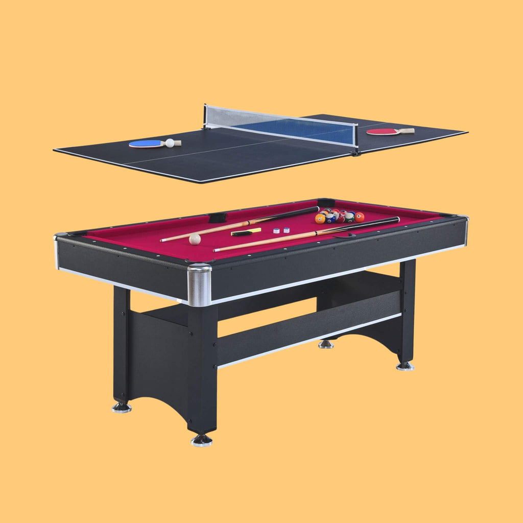 Multi-Game Table With Pool And Ping Pong Tops On A Orange Background - Saksby Wholesale