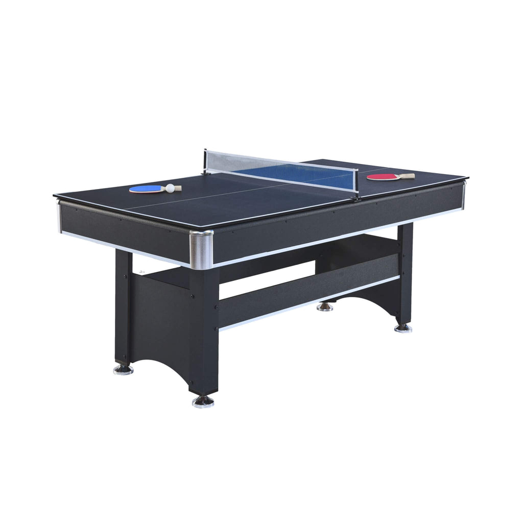 6FT Premium Wooden Multifunctional Pool Table With Table Tennis Top (SAK62751) - Saksby Wholesale - Side VIew White Background