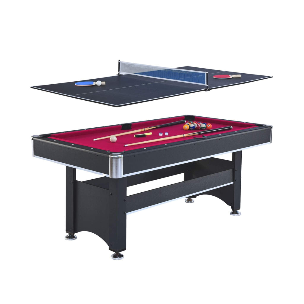 6FT Premium Wooden Multifunctional Pool Table With Table Tennis Top (SAK62751) - Saksby Wholesale - White Background