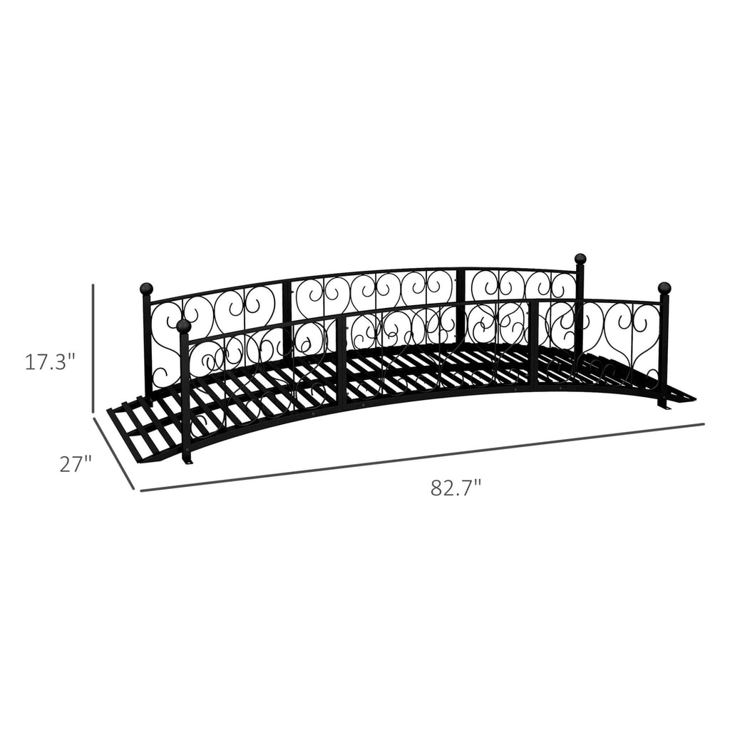 7FT Decorative Metal Arch Footbridge Garden Bridge With Safety Siderails (SAK53829) - Saksby Wholesale - Dimensions