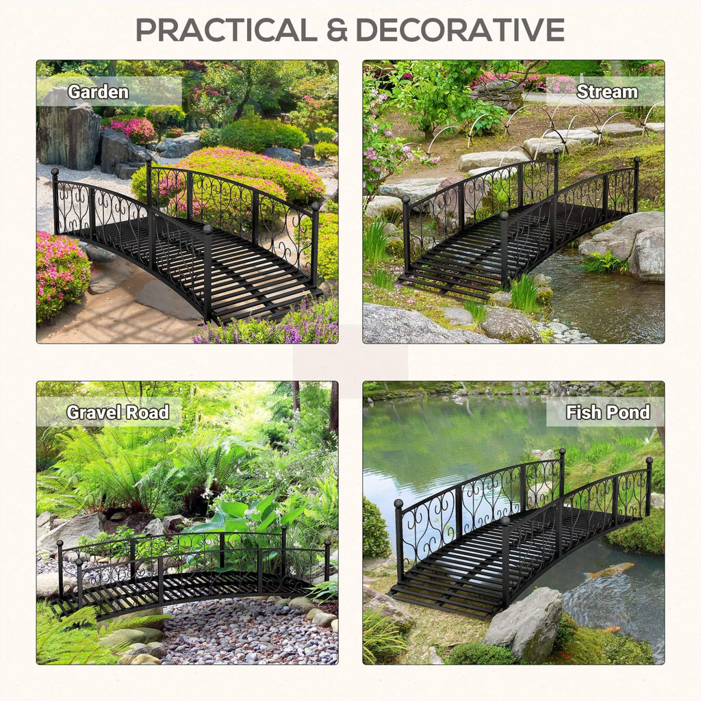 7FT Decorative Metal Arch Footbridge Garden Bridge With Safety Siderails (SAK53829) - Saksby Wholesale - Purpose