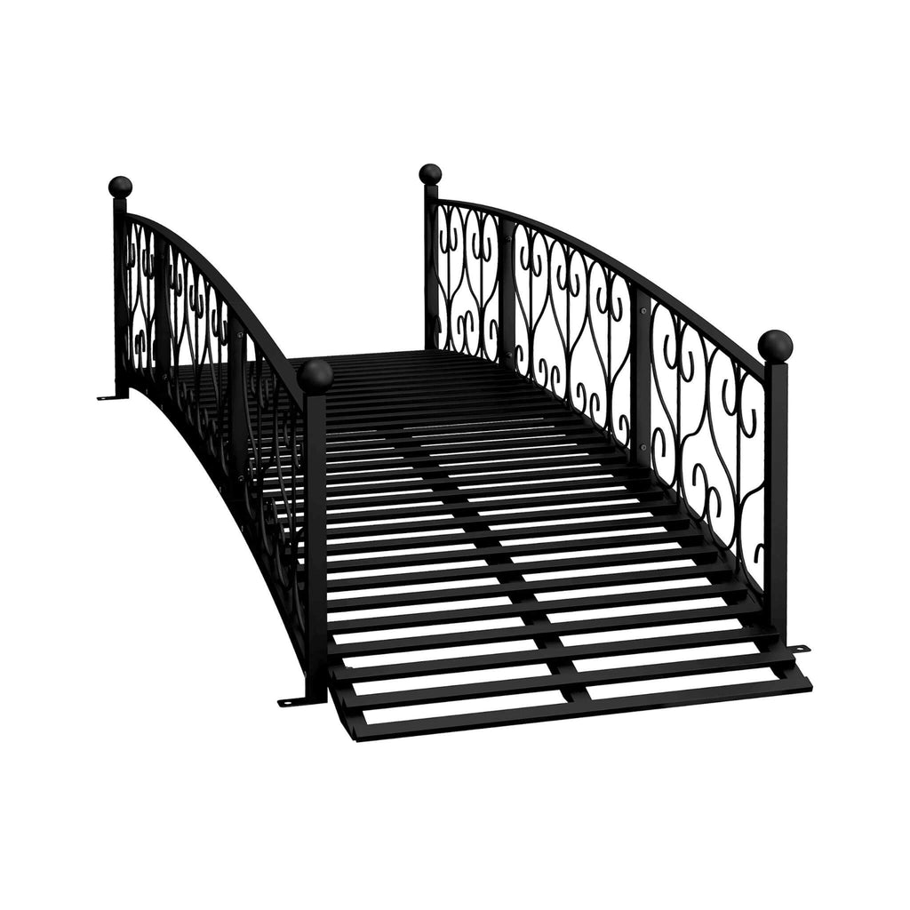 7FT Decorative Metal Arch Footbridge Garden Bridge With Safety Siderails (SAK53829) - Saksby Wholesale - White Background