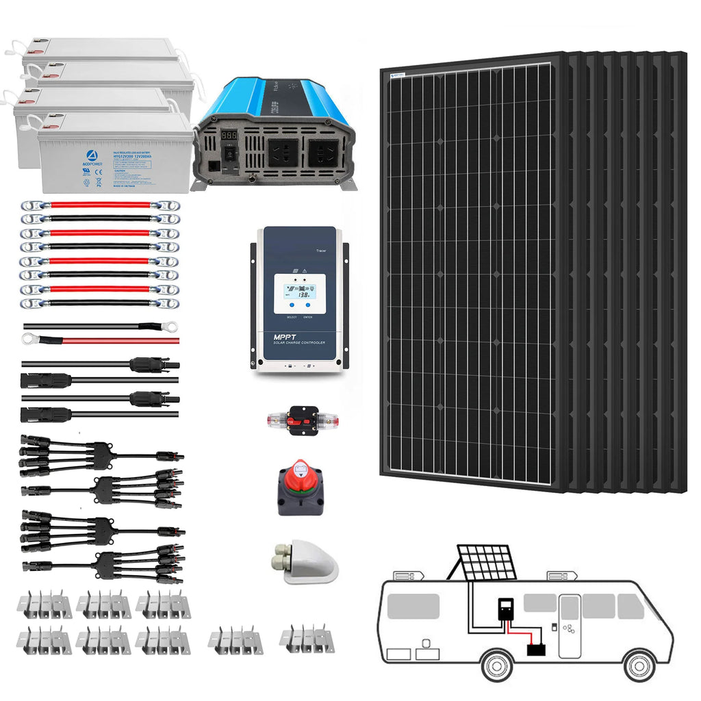 Acopower 800W Mono Black Premium High Efficiency RV Solar System Kit (SAK31425)