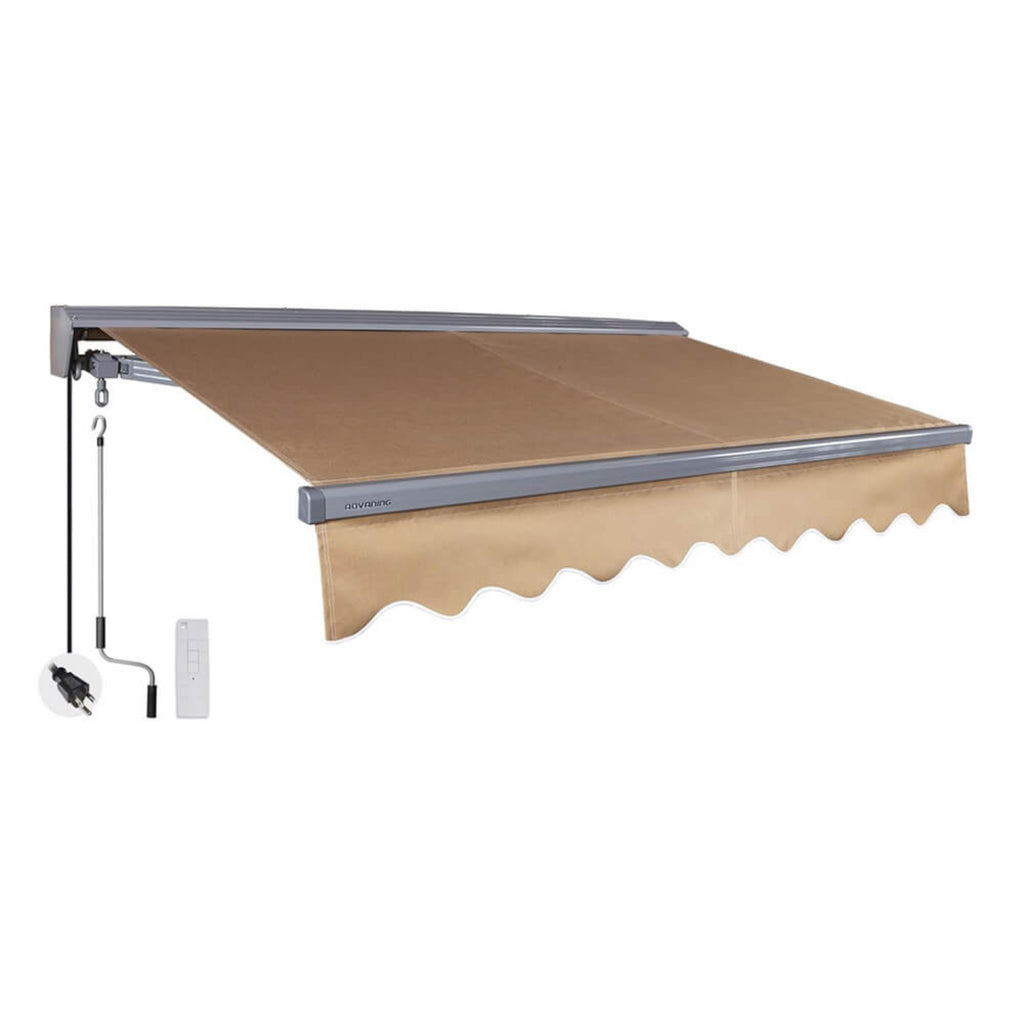 8FTx7FT Advaning Classic Series Electric Fully Assembled Retractable Sun Shade Canopy Awning - Saksby Wholesale - Ea0807 Canvas Umber Front Right View Sak51472