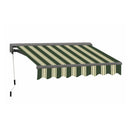 8Ft X 7Ft Advaning Classic Series Manual Fully Assembled Retractable Sun Shade Canopy Awning (Sak51472) - Saksby Wholesale -Ma0807 Forest Green With Beige Stripes Front Right View