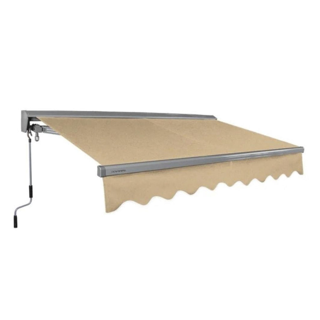 8Ft X 7Ft Advaning Classic Series Manual Fully Assembled Retractable Sun Shade Canopy Awning (Sak51472) - Saksby Wholesale - Ma0807 Light Taupe Front Right View