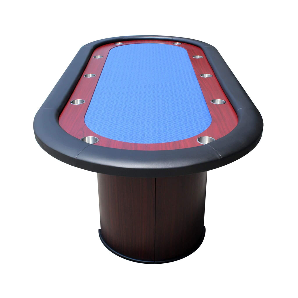 96 Inch Poker Table With Speed Cloth And Wooden Texture Racetrack For 10 Players (SAK75023) - Saksby Wholesale - Side View