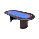 96 Inch Poker Table With Speed Cloth And Wooden Texture Racetrack For 10 Players (SAK75023) - Saksby Wholesale -  White Background