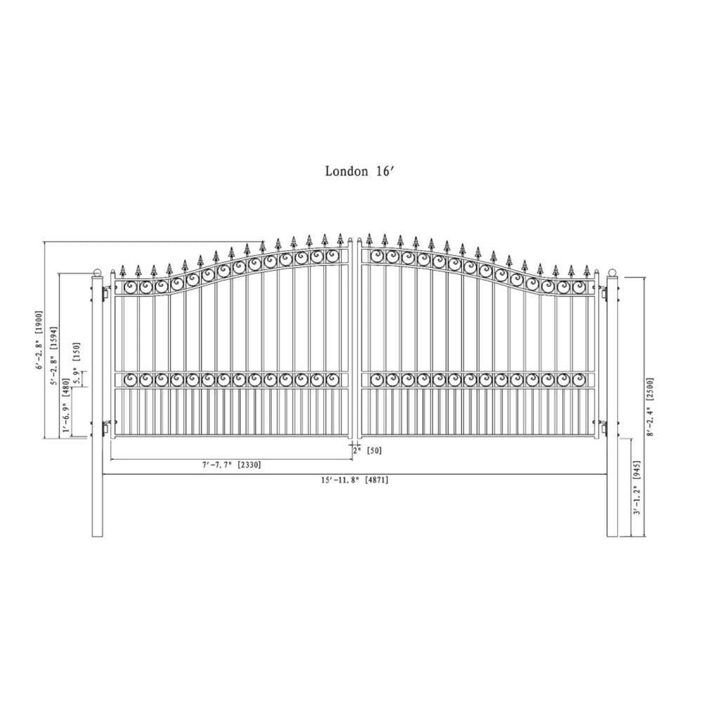 ALEKO LONDON Steel Dual Swing Driveway Gate (SAK48520)-SAKSBY
