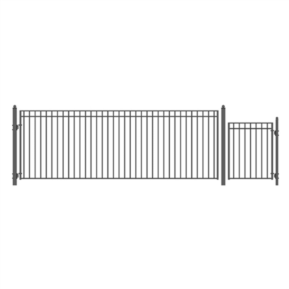 ALEKO Madrid Style Steel Single Swing Driveway Gate With Pedestrian Gate (SAK25349)- SAKSBY