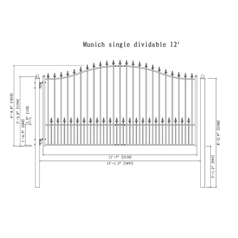 ALEKO Munich Style Steel Single Swing Driveway Gate (SAK82467)-SAK