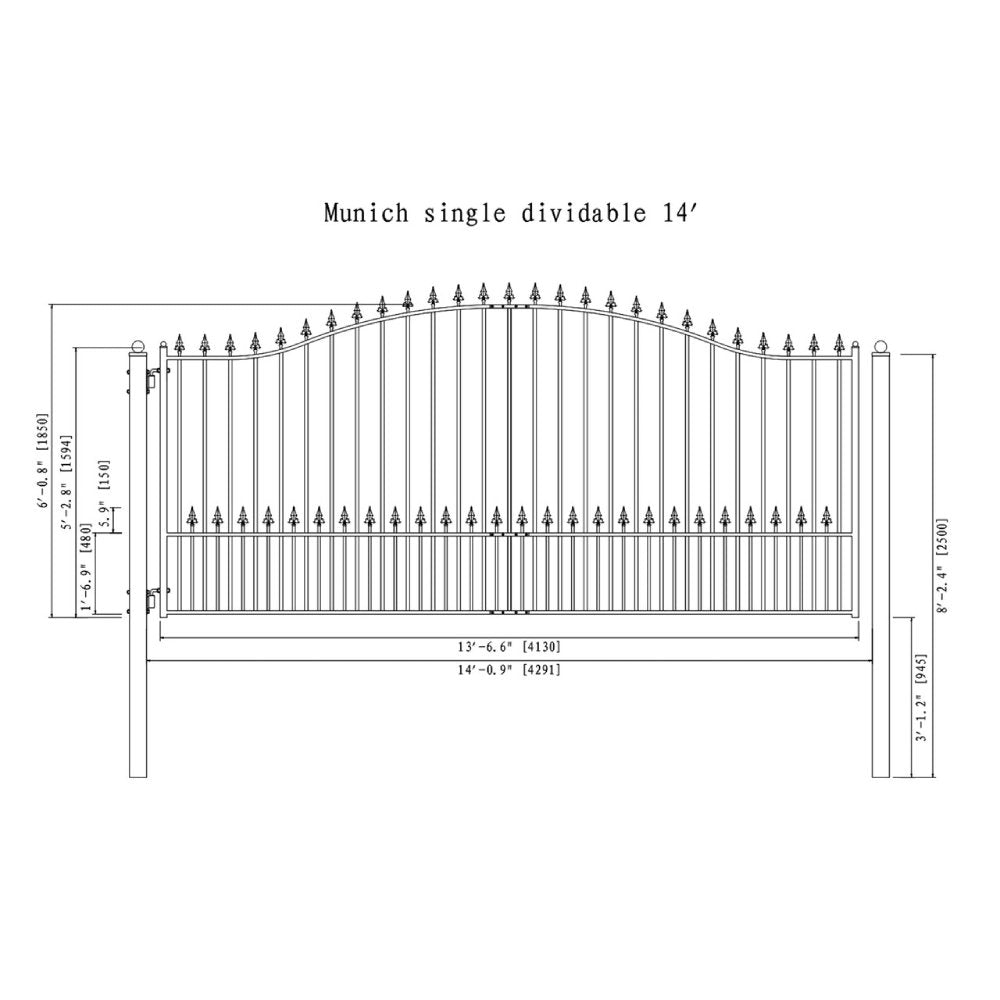 ALEKO Munich Style Steel Single Swing Driveway Gate (SAK82467)-SAK
