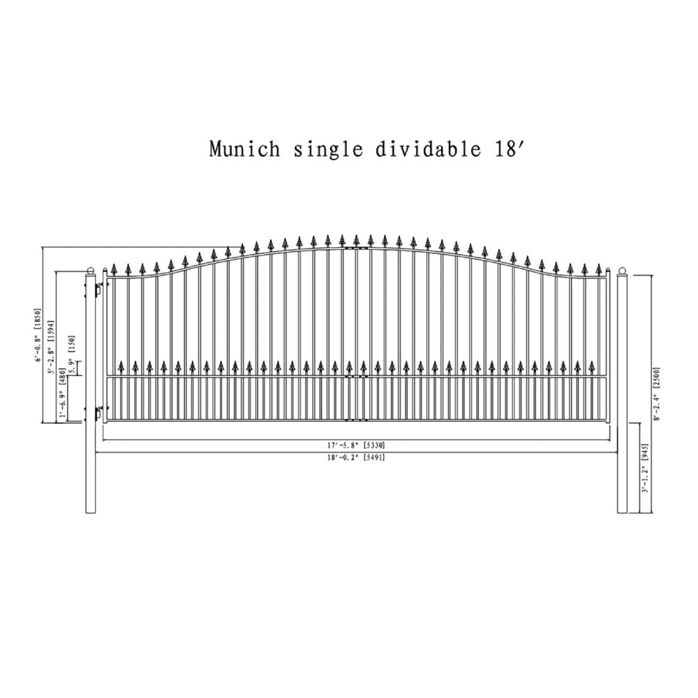 ALEKO Munich Style Steel Single Swing Driveway Gate (SAK82467)-SAK
