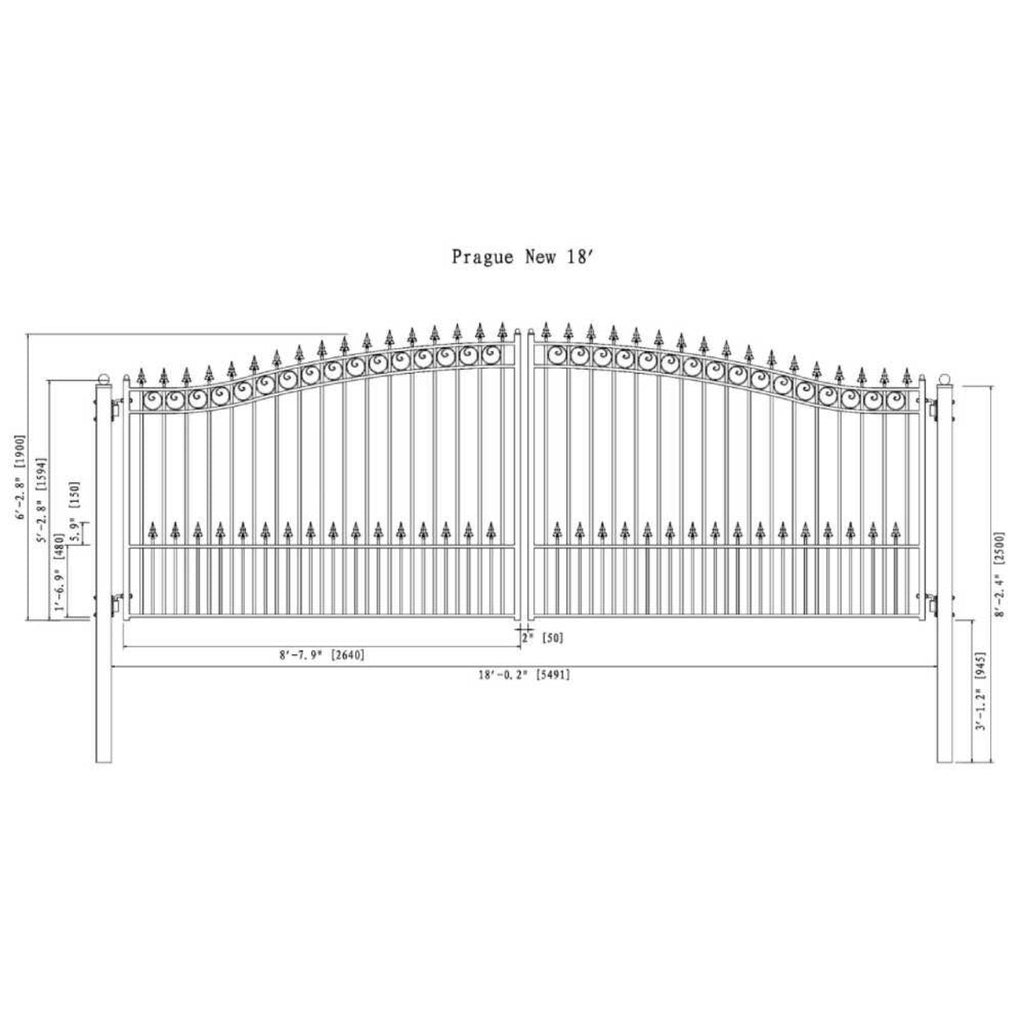 ALEKO PRAGUE Steel Dual Swing Driveway Gate (SAK48530)-SAKSBY