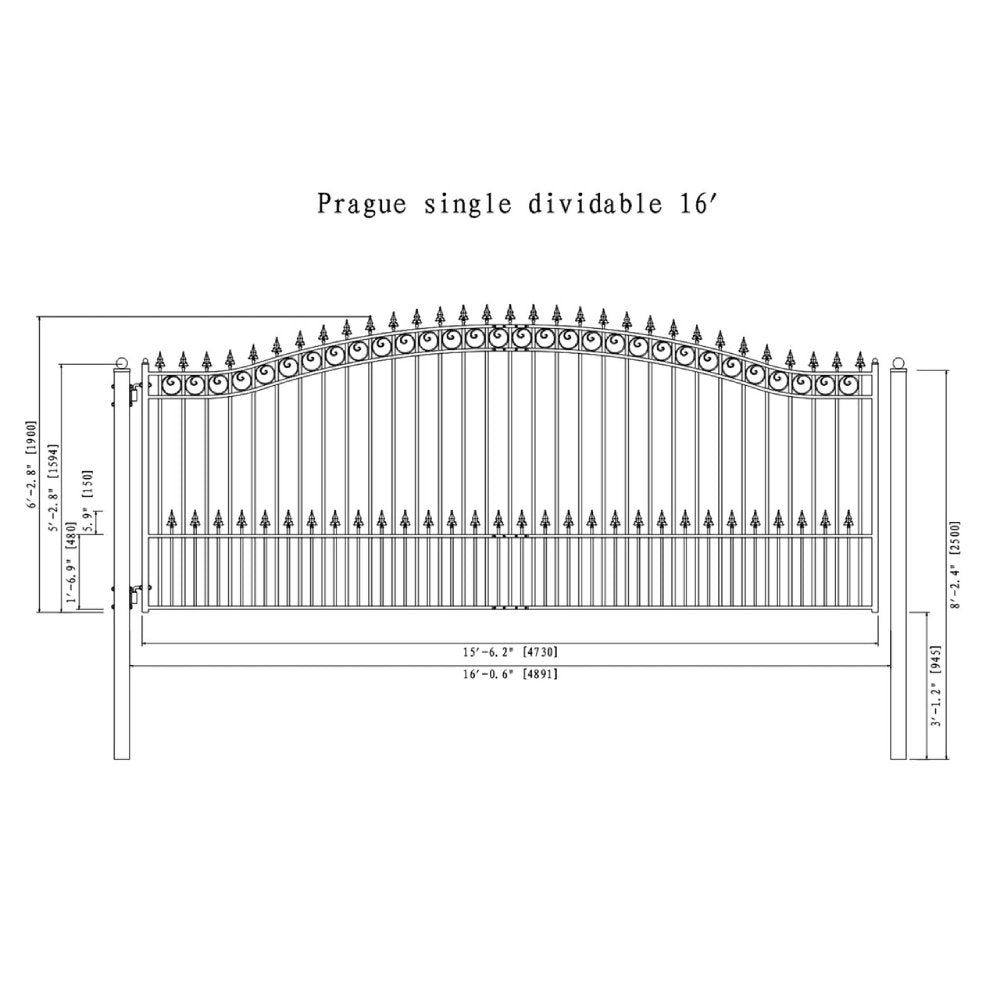 ALEKO Prague Style Steel Single Swing Driveway Gate (SAK96420)-SAKSBY