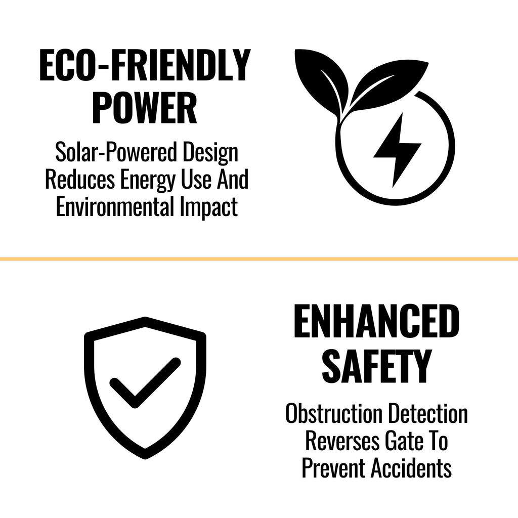 ALEKO Premium Sliding Gate Opener Solar Kit – 950 lbs Capacity, AR900 Model (SAK73654) Saksby – Features View