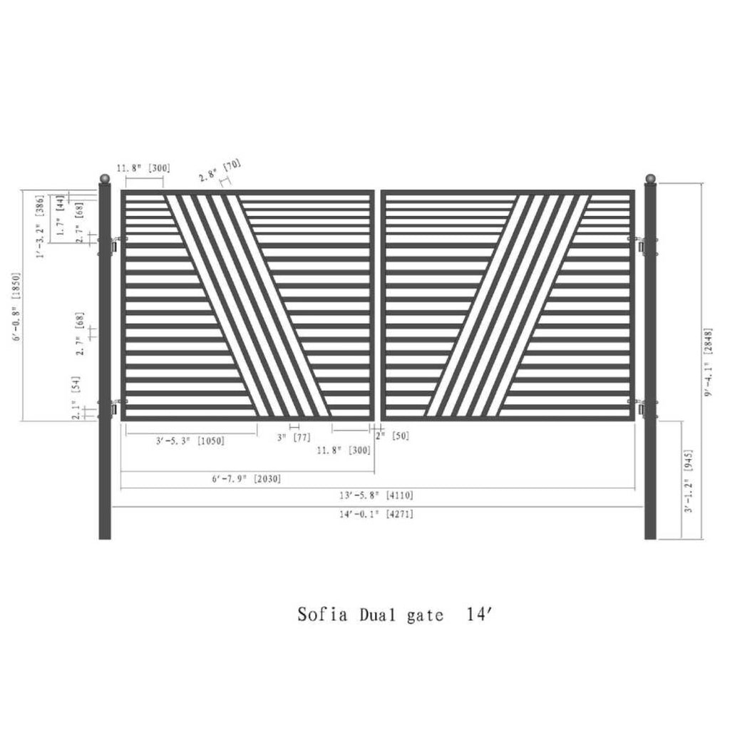 ALEKO Sofia Style Steel Dual Swing Driveway Gate (SAK87214)-SASKBY