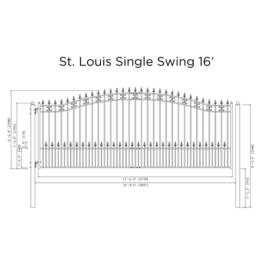 ALEKO St. Louis Style Steel Single Swing Driveway Gate (SAK34952)-SAK