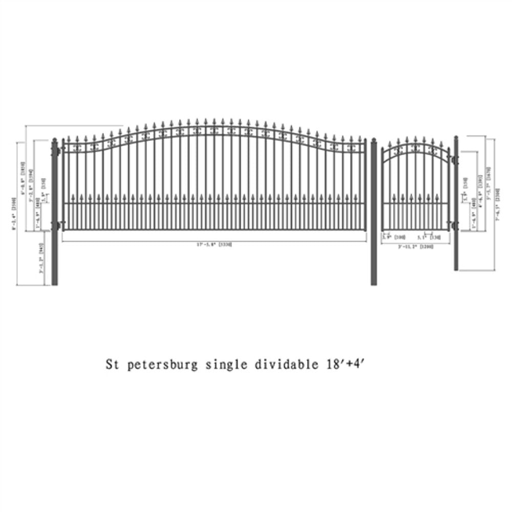ALEKO ST. LOUIS Style Steel Single Swing Driveway Gate With Pedestrian Gate (SAK13954)-SAKSBY