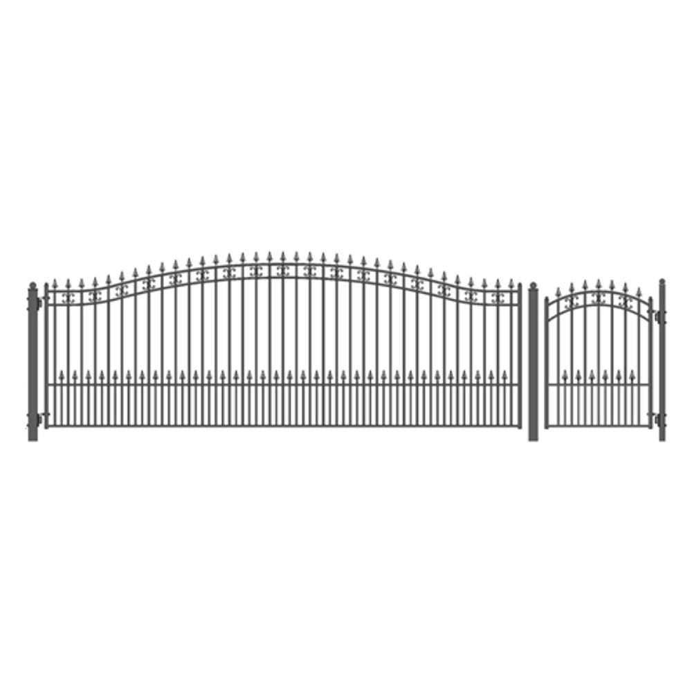 ALEKO ST. LOUIS Style Steel Single Swing Driveway Gate With Pedestrian Gate (SAK13954)-SAKSBY