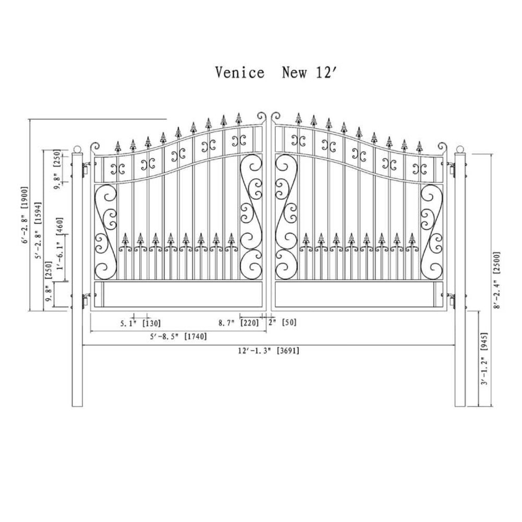 ALEKO Venice Style Steel Dual Swing Driveway Gate (SAK68025)-SAKSBY